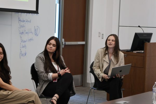 UCLI Fall Intern, Cate Carson, moderates the Law Student Panel showcasing the depth and breadth of the S.J. Quinney School of Law.
