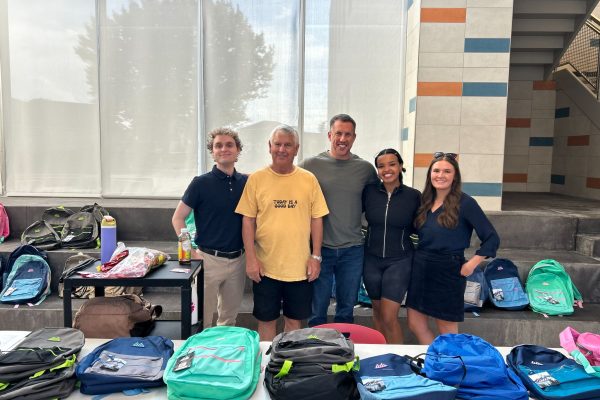 UCLI 2026 Summer Ambassador, Holden Cheney; community member Rick Clark; attorney Jascha Clark; UCLI 2026 Pre-Law Fellow Nevaeh Parker; and attorney Erin Cranor at Meadowlark Elementary on August 13, 2026.
